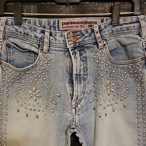 Parasuco Light Blue Jeans with Silver Stud Floral Detail